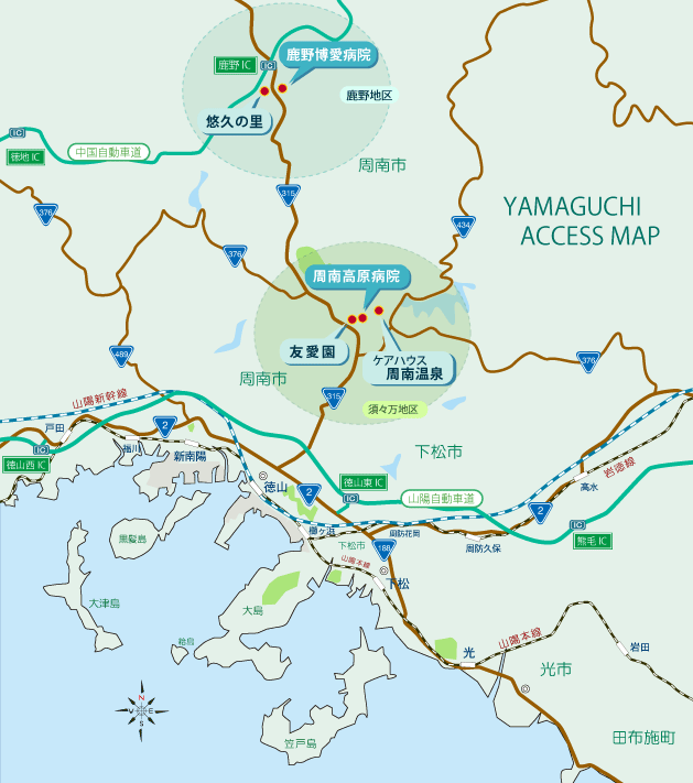 アクセスマップ（山口県東部広域地図）